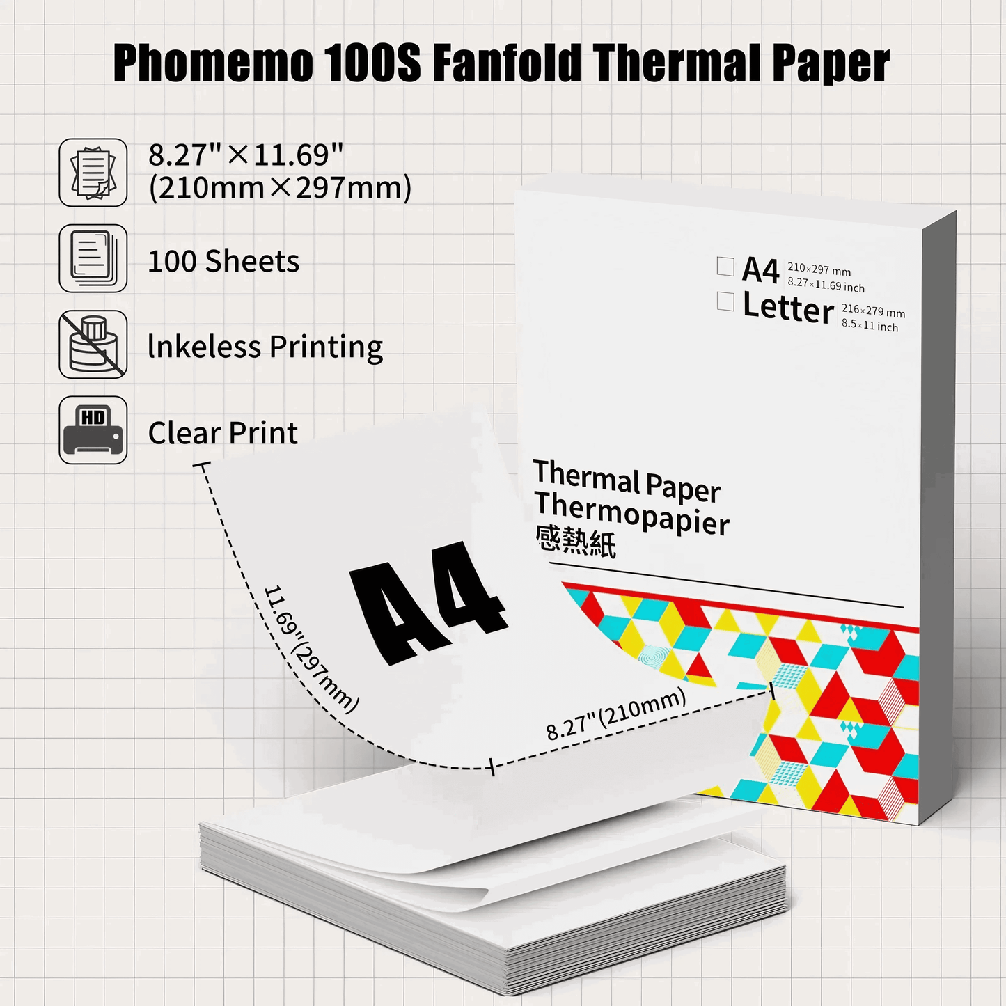 Phomemo 100 sheets of A4 thermal paper for M08F - PrintEaseStore